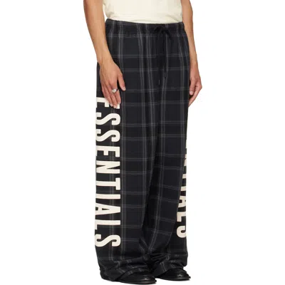 Essentials Letter Plaid Casual Pattern In Black