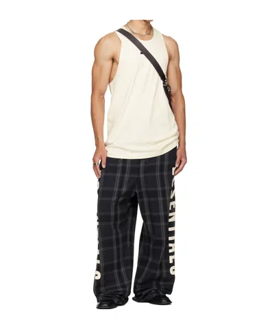 Essentials Letter Plaid Casual Pattern In Black