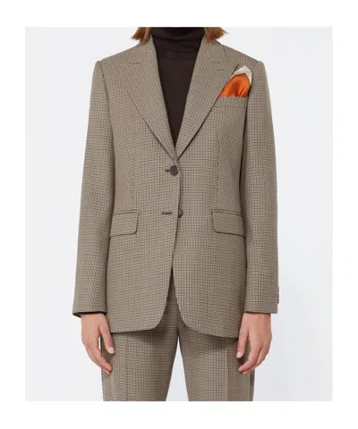 Max Mara Caro Houndstooth-pattern Tailored Jacket In Neutral