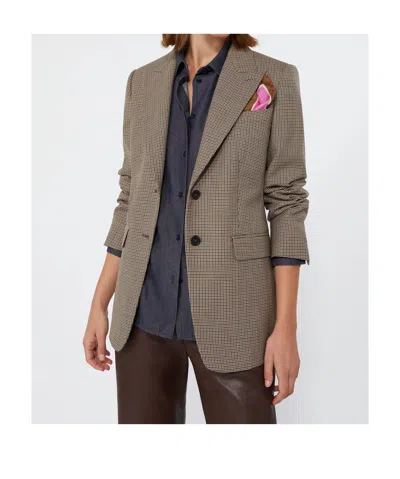 Max Mara Caro Houndstooth-pattern Tailored Jacket In Neutral