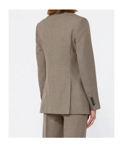 Max Mara Caro Houndstooth-pattern Tailored Jacket In Neutral