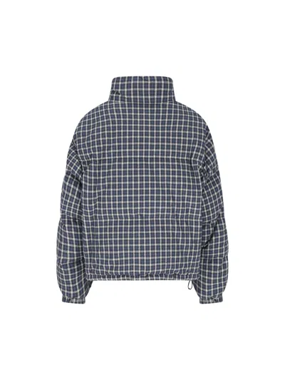 Miu Miu Jacket High Collar Checked Pattern Pockets Quilted In Multi
