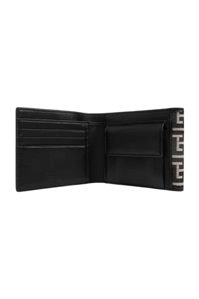 Balmain Monogram Canvas Wallet In Black
