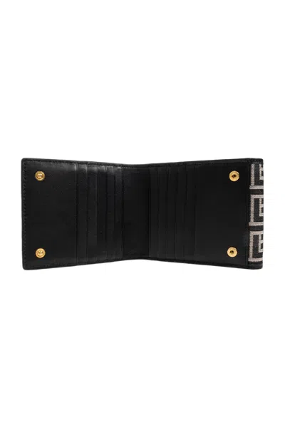 Balmain Monogram Canvas Wallet In Black
