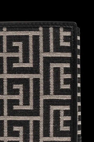 Balmain Monogram Canvas Wallet In Black
