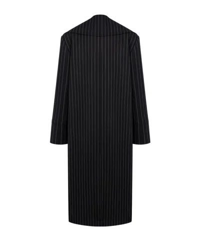 Dondup Pinstripe-pattern Double-breasted Coat In Black