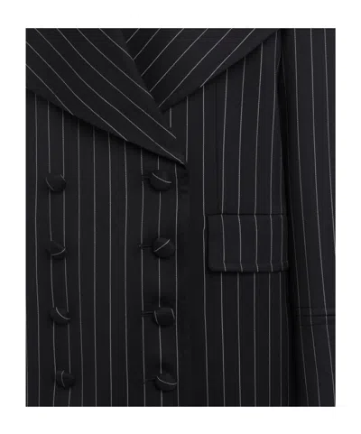 Dondup Pinstripe-pattern Double-breasted Coat In Black