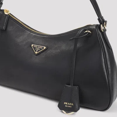 Prada Shoulder Bag Smooth Finish Adjustable Strap In Black