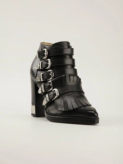 Shop Toga Fringed Ankle Boots In Black
