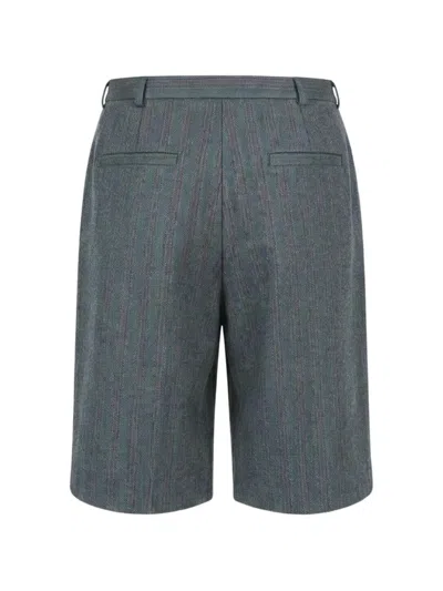 Jil Sander Herringbone-pattern Pleated Shorts In Multi