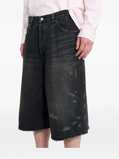 Ssstein Distressed-effect Shorts In Black