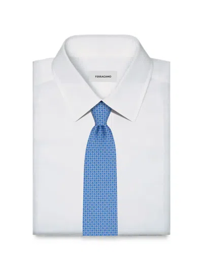 Ferragamo Link Print Silk Tie In Multi