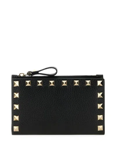 Valentino Rockstud Leather Card Case In Pattern