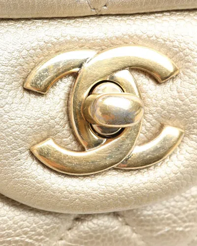Pre-owned Chanel Classic Caviar Mini Rectangular Single Flap Bag In Gold