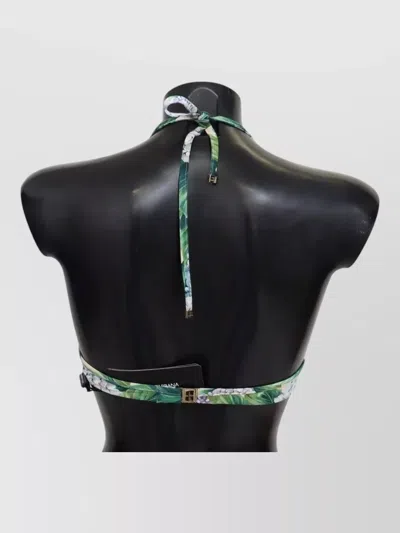 Dolce & Gabbana Hydrangea Print Bikini Top Supportive Halter In Multi