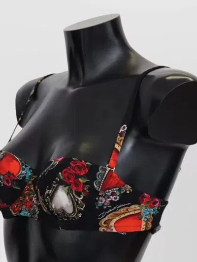Dolce & Gabbana Hydrangea Print Bikini Top Supportive Halter In Multi
