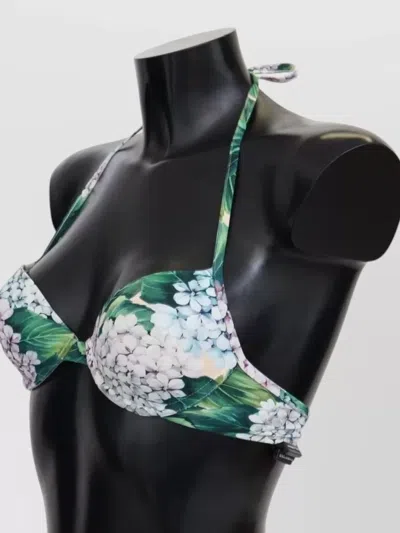 Dolce & Gabbana Hydrangea Print Bikini Top Supportive Halter In Multi