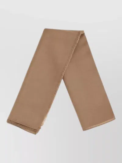 Max Mara Silk Scarf Rectangular Shape Lightweight Frayed Edges In Brown