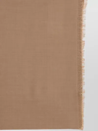 Max Mara Silk Scarf Rectangular Shape Lightweight Frayed Edges In Brown