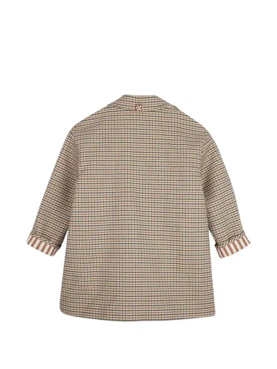 Kids Around Gingham-check Front-button Coat In Neutral