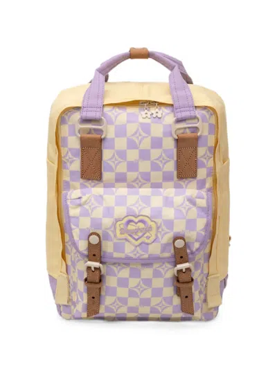 Doughnut Mini Macaroon Kaleido Checked Backpack In Orange