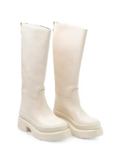 Valentino One Stud Platform Boots In Neutral