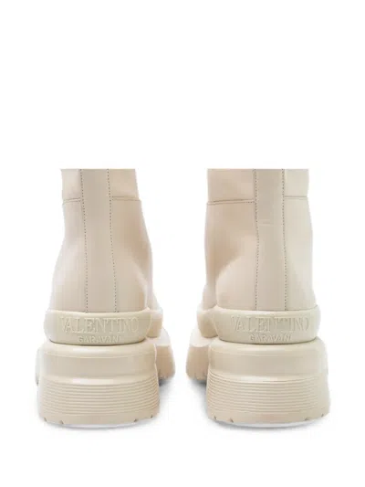 Valentino One Stud Platform Boots In Neutral