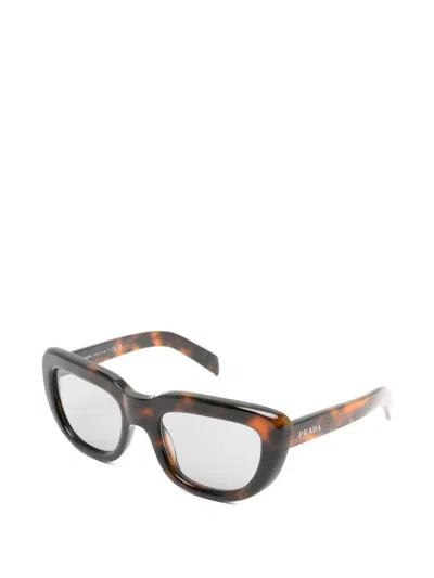 Prada Tortoiseshell-effect Rectangle-frame Sunglasses In Pattern