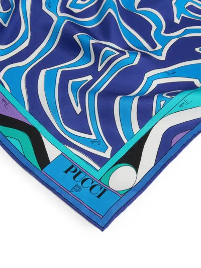 Pucci Labirinto-print Silk Triangle Scarf In Brown