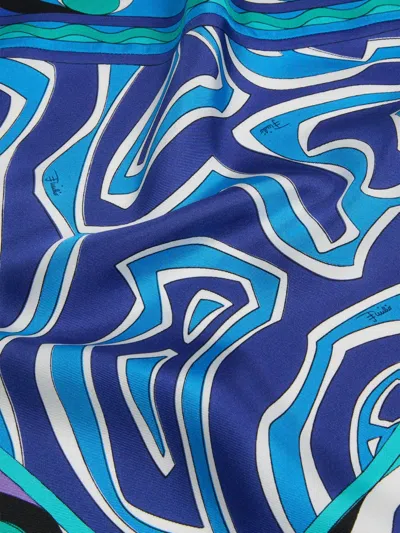 Pucci Labirinto-print Silk Triangle Scarf In Brown