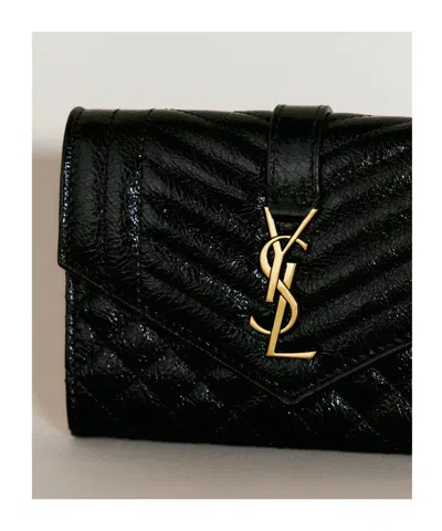 Saint Laurent Envelope Matelassé Small Wallet In Pattern