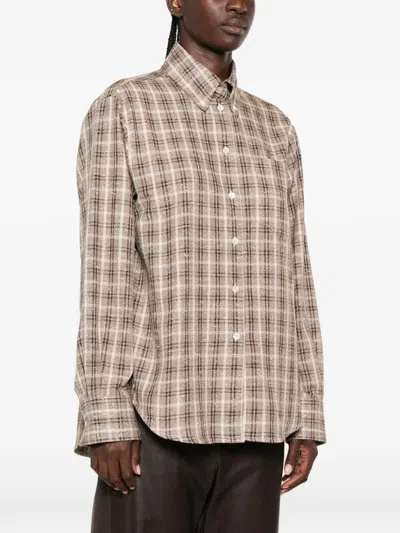 Rohe Check-pattern Shirt In Brown