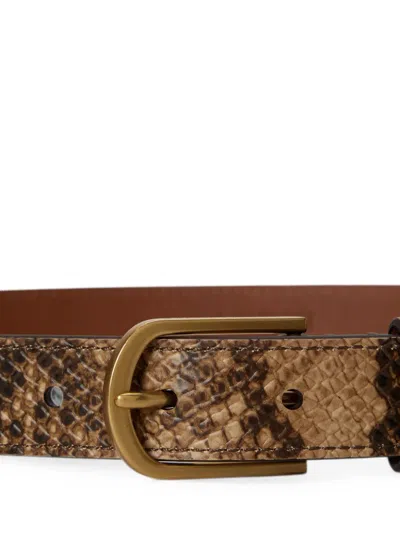 Ralph Lauren Python-embossed Leather Belt In Gold