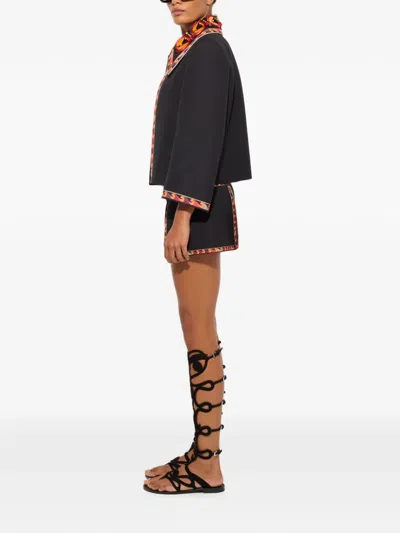 Pucci Cotton Jacket With Embroidered Collar In Multi