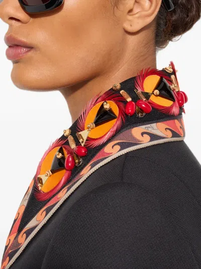 Pucci Cotton Jacket With Embroidered Collar In Multi
