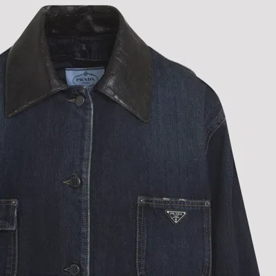 Prada Long-sleeved Casual Jacket In Blue