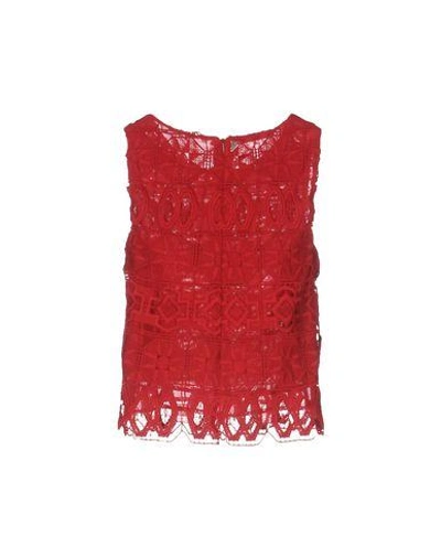 Shop Dondup Woman Top Red Size 8 Cotton, Polyester