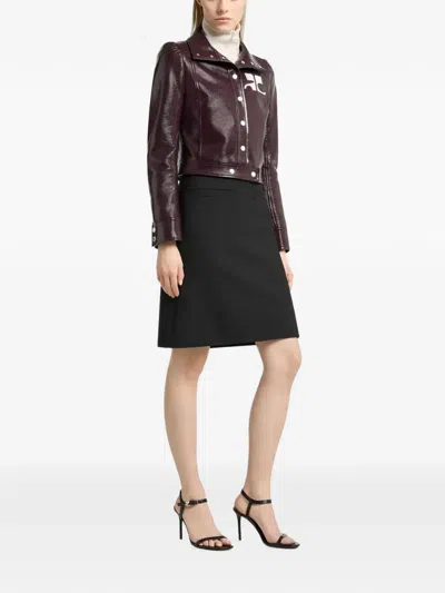Courrèges Vinyl Blazer With Collared Neck And Long Sleeves In Burgundy
