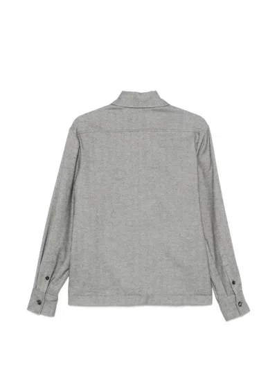 Kiton Herringbone-pattern Flap-pocket Shirt In Gray