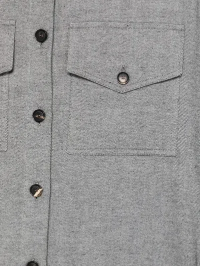 Kiton Herringbone-pattern Flap-pocket Shirt In Gray
