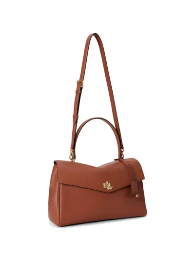 Ralph Lauren Medium Farrah Leather Soft Satchel Bag In Pattern