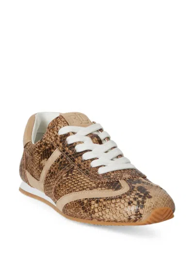 Ralph Lauren Dani Python-embossed Leather Sneakers In Multi