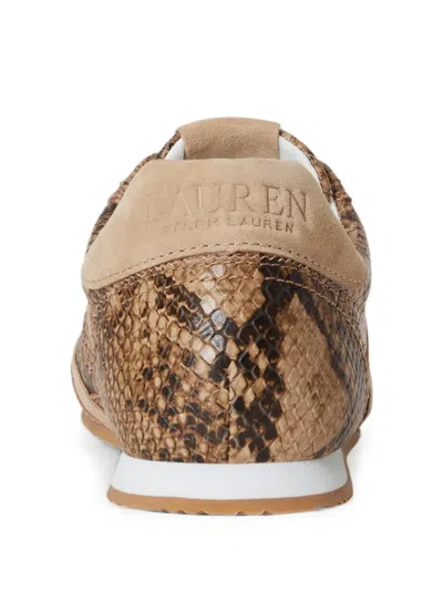 Ralph Lauren Dani Python-embossed Leather Sneakers In Multi
