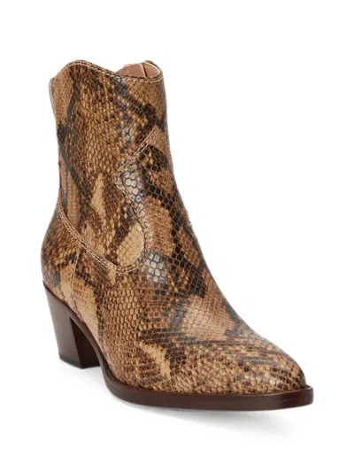 Ralph Lauren Python-embossed Leather Ankle Boots In Brown