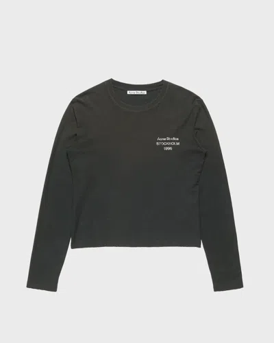 Acne Studios Black Distressed Logo Long Sleeve T-shirt In Black