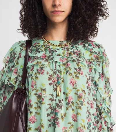 Ulla Johnson Silk Ruffled Willow Blouse In Gray