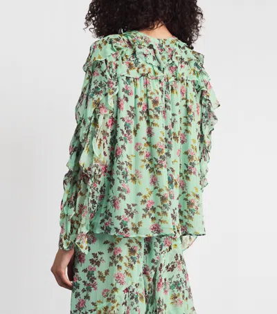 Ulla Johnson Silk Ruffled Willow Blouse In Gray