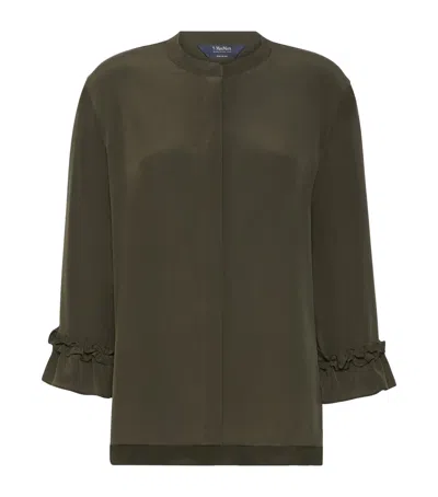 Max Mara Long-sleeved Top In Green