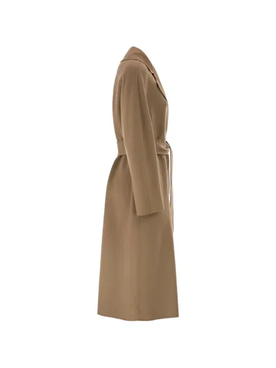 Max Mara Studio Mstcles Belted Kimono-sleeve Coat In Brown