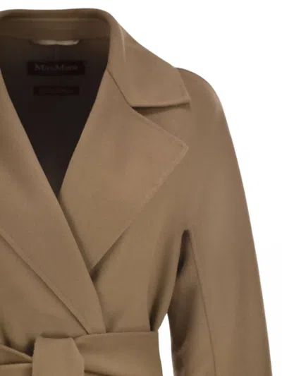 Max Mara Studio Mstcles Belted Kimono-sleeve Coat In Brown
